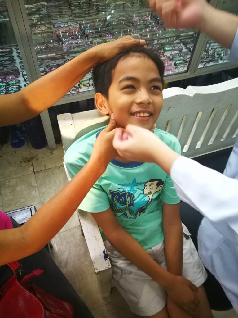 Joshua during his eye checkup